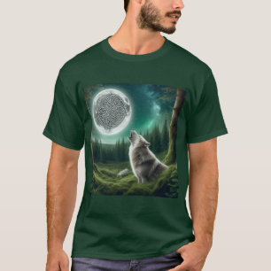 Camiseta Luz de Luna: El Lobo y el Diseño Celta