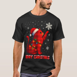 Camiseta Luz de Navidad Gato Reno Santa Gato Navidad L