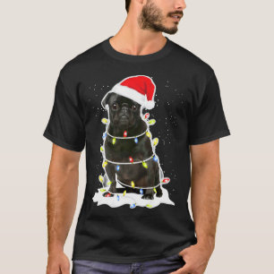 Camiseta Luz de Navidad Pug Negro 134