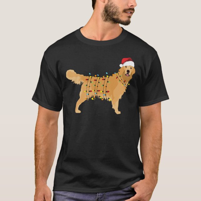 Camiseta Luz de Navidades de vacaciones de Golden Retriever (Anverso)