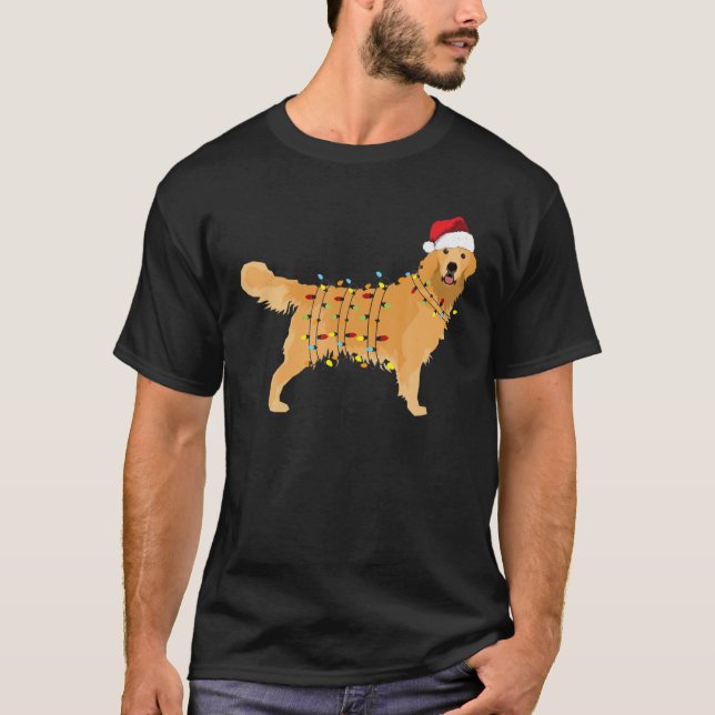 Camiseta Luz de Navidades de vacaciones de Golden Retriever (Anverso)