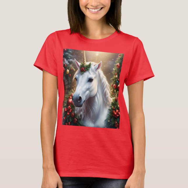 Camiseta Luz de nieve: Unicornio, el Navidad encantado (Anverso)