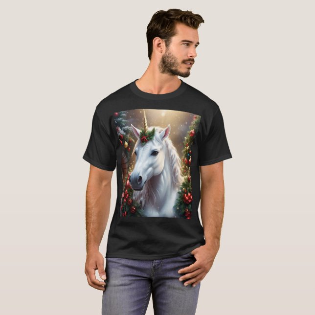 Camiseta Luz de nieve: Unicornio, el Navidad encantado (Anverso completo)