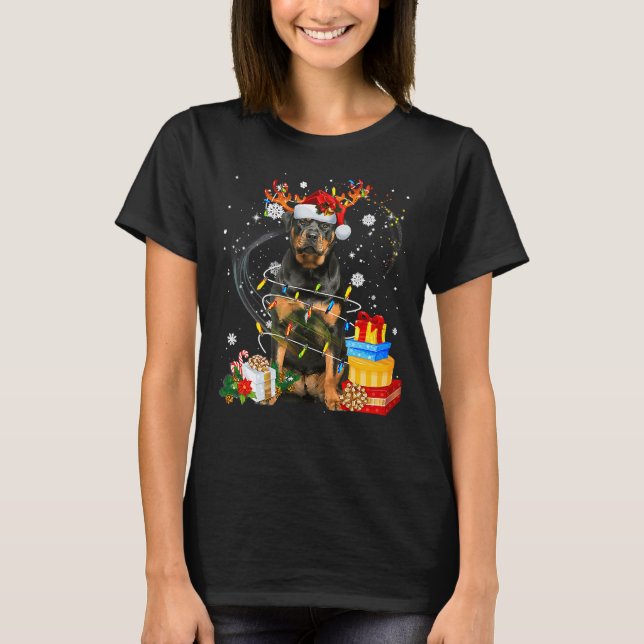 Camiseta Luz de Pajama de los Navidades de perro de Rottwei (Anverso)