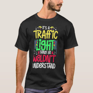 Camiseta Luz de tráfico Rótulo verde amarillo rojo paro sem