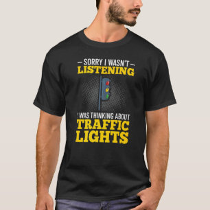 Camiseta Luz de tráfico Rótulo verde amarillo rojo paro sem