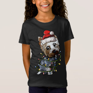 Camiseta Luz del árbol de navidad de Cute Yorkshire Terrier