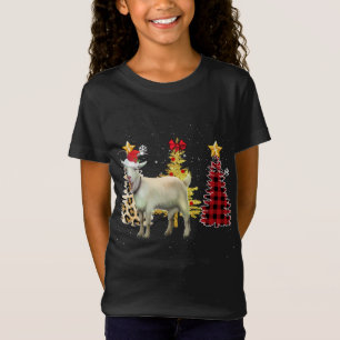 Camiseta Luz del árbol de navidad de la cabra de Santa