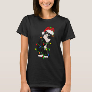 Camiseta Luz del árbol de navidad del gato de Tuxedo Meow S