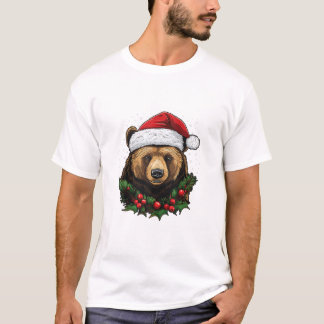 Camiseta Luz del árbol de navidad del oso