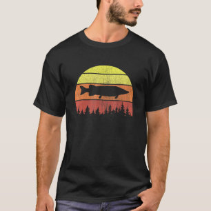 Camiseta Luz del norte lucio pesca retro esquema pescador