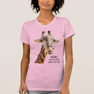 Camiseta Luz divertida de jirafa linda sonrisa moderna