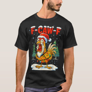 Camiseta Luz divertida de Navidad de pollo F-caw-f Santa 