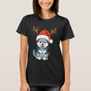 Camiseta Luz divertida de Navidad Reno sombrero de Santa Hu