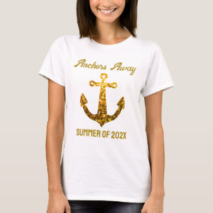 Camiseta Luz dorada falsa brilla Anclas Fuera Verano tu tex