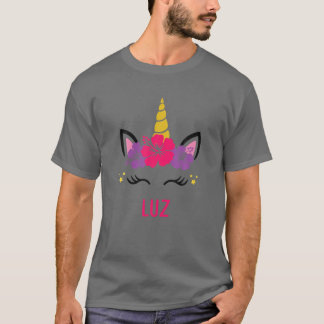 Camiseta LUZ Personalizada Cara de Unicornio