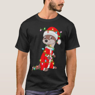 Camiseta Luzes de Navidad de Nutria Disfraz de Santa Animal