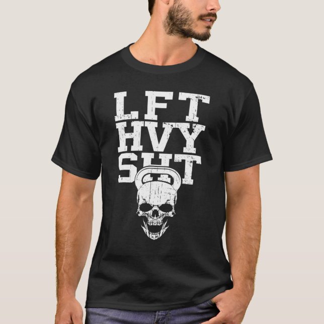 Camiseta LVT HVY SHT Skull Dumbbell Gym Fitness Bodybuildin (Anverso)