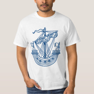 Camiseta Lymphad (Barco heráldico) - Azul estilo índigo