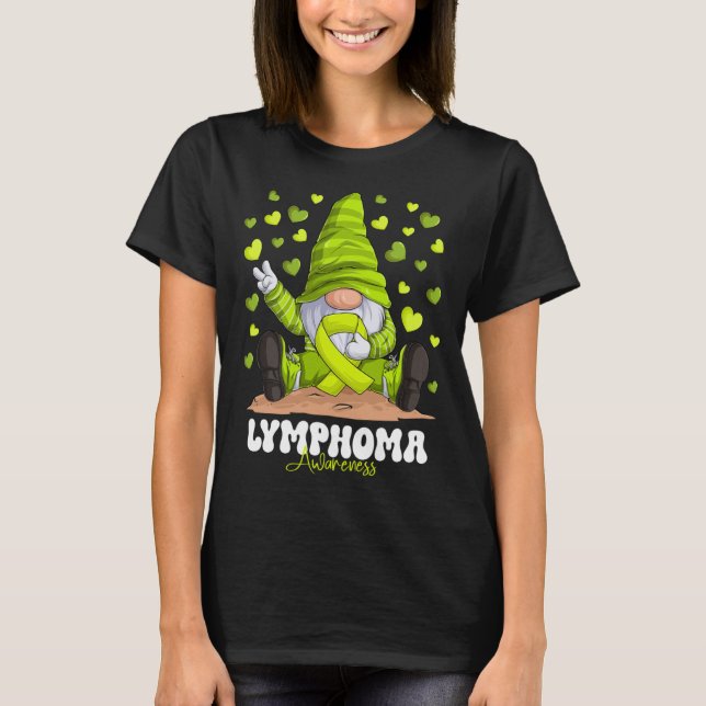 Camiseta Lymphoma Awareness Month Lime Green Ribbon Gnome (Anverso)