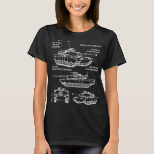 Camiseta M1 Abrams Tank Recognition Blueprint Diagrama 1