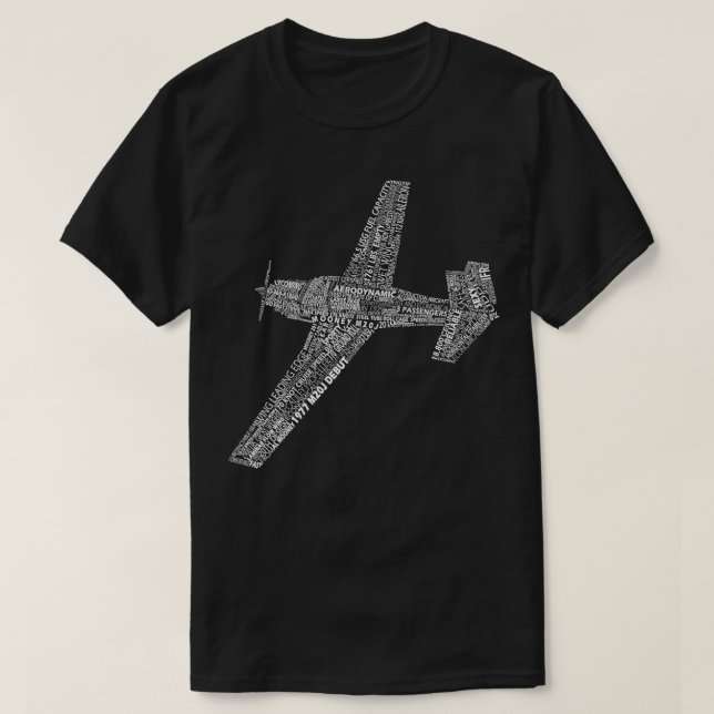 Camiseta M20 Piloto de Aviación para Aviones de Typografía (Diseño del anverso)
