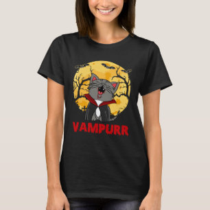 Camiseta M2qP Retro Vampurr Gato Vampiro Lindo Feliz Hallow