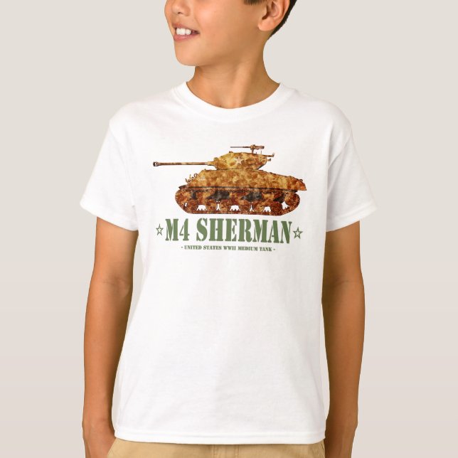 Camiseta M4 Sherman World War Two American Medium Tank WWII (Anverso)