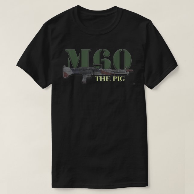 Camiseta M60 Military Machine Gun American Flag Graphic   (Diseño del anverso)