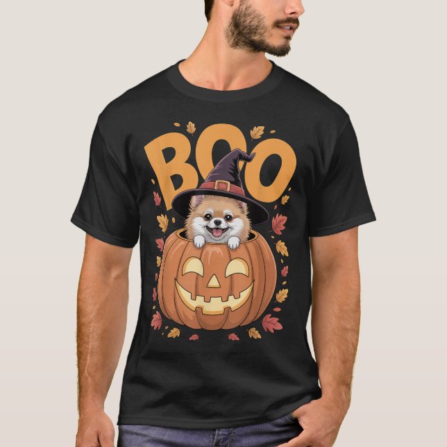 Camiseta M Costume On Pumpkin Halloween Meranian  (Anverso)