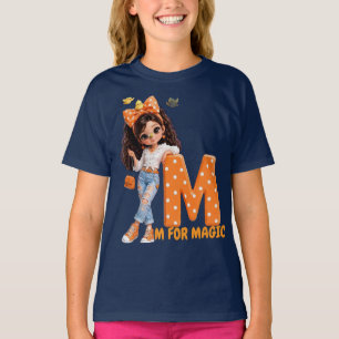 Camiseta M de Magic Girl - Letra M Naranja Lunares