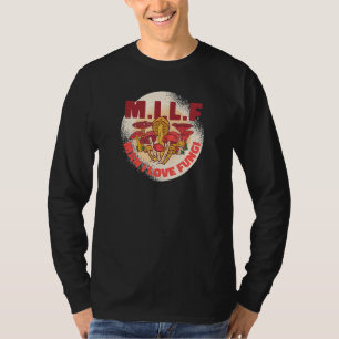 Camiseta M I L F Hombre amo hongos Caza de setas