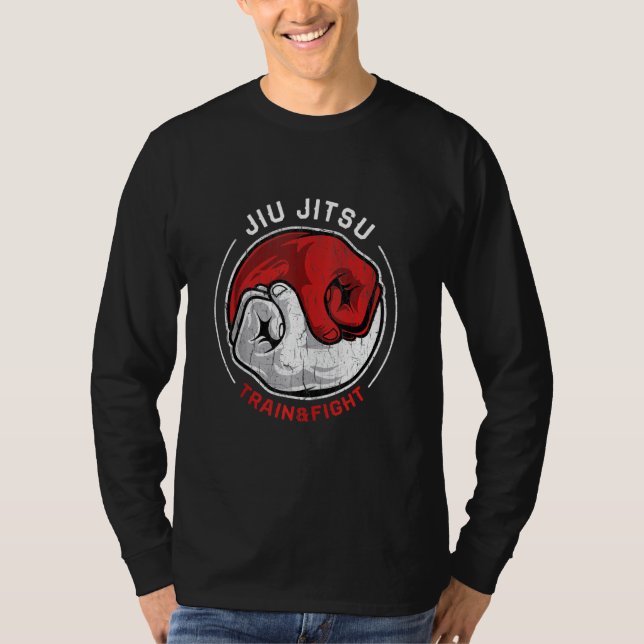 Camiseta M Ial Jiu Jitsu Lucha Retro En Tren Yin Yang Fist (Anverso)