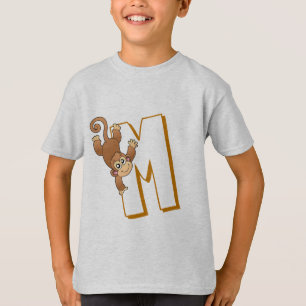Camiseta M lindo para los monos - niños inglés alfabeto ABC