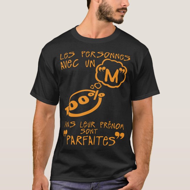 Camiseta m parfaite prenom citation lettre personne (Anverso)