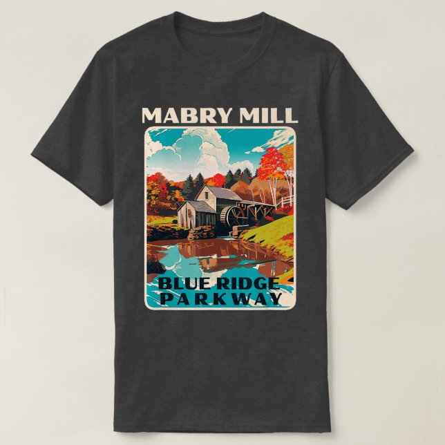 Camiseta Mabry Mill Blue Ridge Parkway Retro WPA Style Nati (Diseño del anverso)