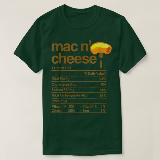 Camiseta 'Mac and Cheese Nutrition Funny Thanksgiving 'Mac  (Diseño del anverso)
