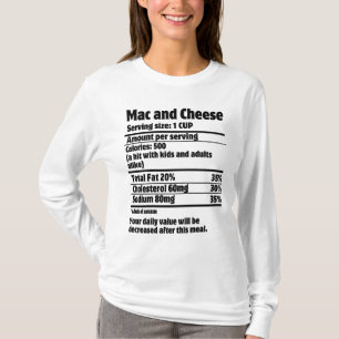 Camiseta Mac y Cheese Nutrition Fact.w