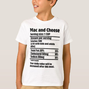 Camiseta Mac y Cheese Nutrition Fact.w