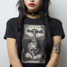 Camiseta Macabre Skull Medieval Tarot Victoriano Gótico