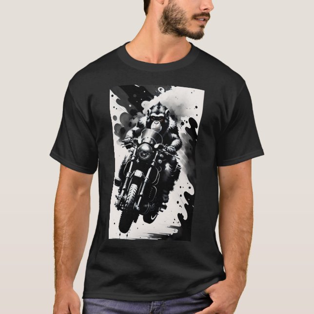 Camiseta Macaco pilotando moto  (Anverso)