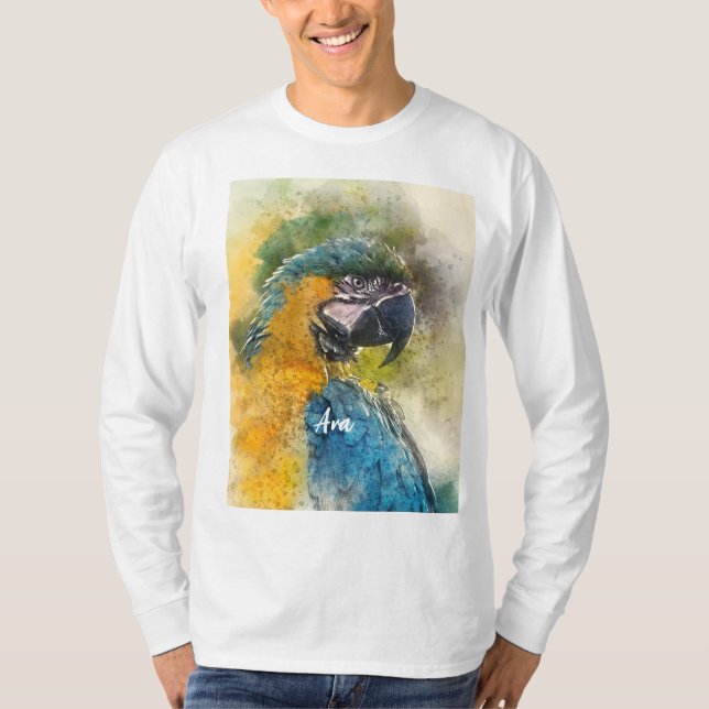 Camiseta Macao azul y amarillo (Ara ararauna) (Anverso)