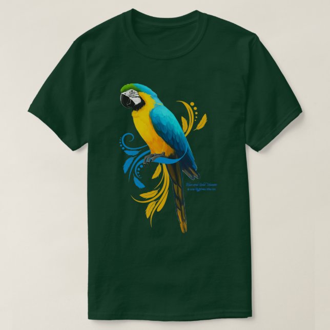 Camiseta Macao azul y dorado 2 (Diseño del anverso)