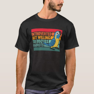 Camiseta Macao de garganta azul, introvertido pero con loro