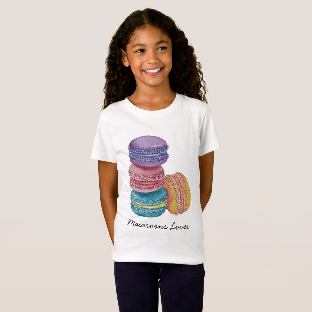 Camiseta Macarones De Arcoiris Cuidados En Acuarela (Anverso completo)