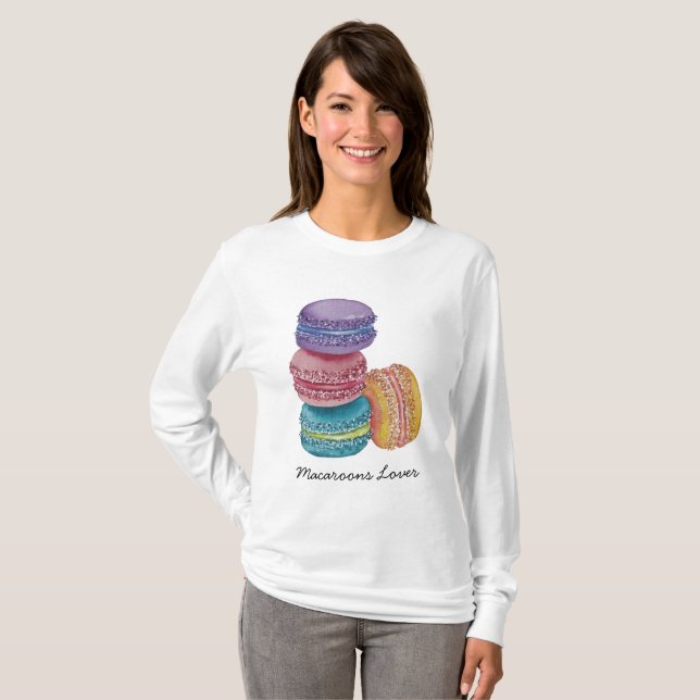 Camiseta Macarones De Arcoiris Cuidados En Acuarela (Anverso completo)