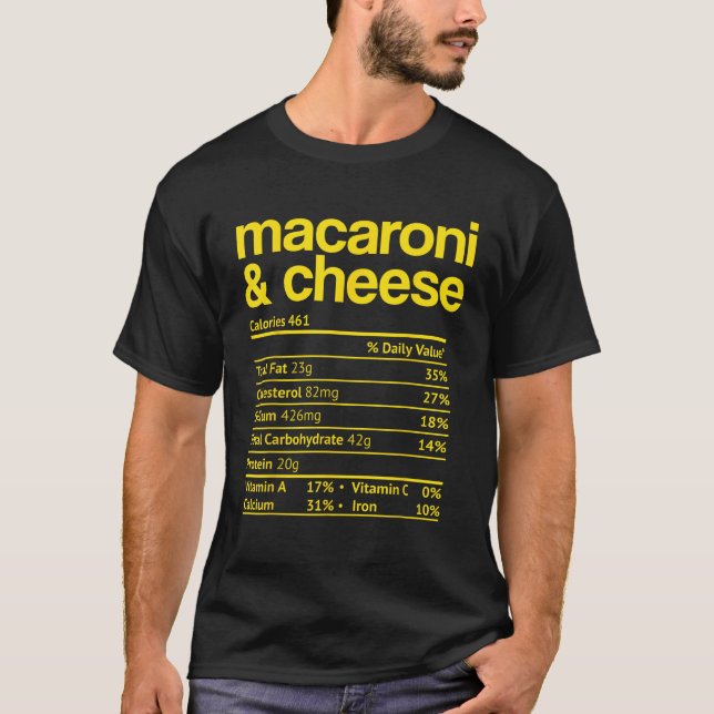 Camiseta Macaroni and Cheese Nutrition Fact Thanksgiving Ma (Anverso)