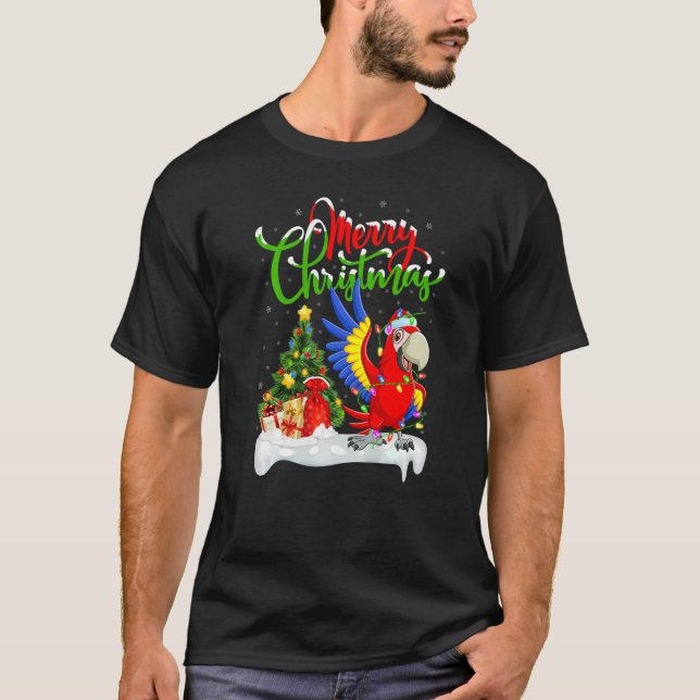 Camiseta Macaw Bird  Xmas Decorations Santa Macaw Christmas (Anverso)