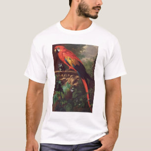 Camiseta Macaw del escarlata en un paisaje (aceite en lona)