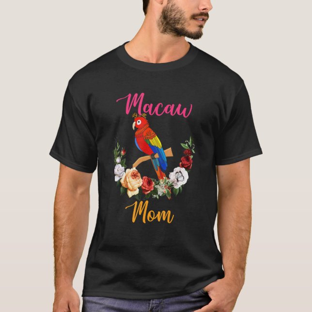 Camiseta Macaw Mom Floral Macaw Bow Tie Lover Mother's Day (Anverso)
